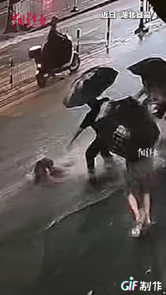 暴雨中生死救援！宜昌保安大叔飞身救起被急流冲走的小女孩