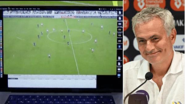 Jose Mourinho used his laptop to protest a VAR decision during Fenerbahce's 2-0 win at Antalyaspor 