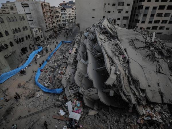 A building destroyed in an Israeli airstrike